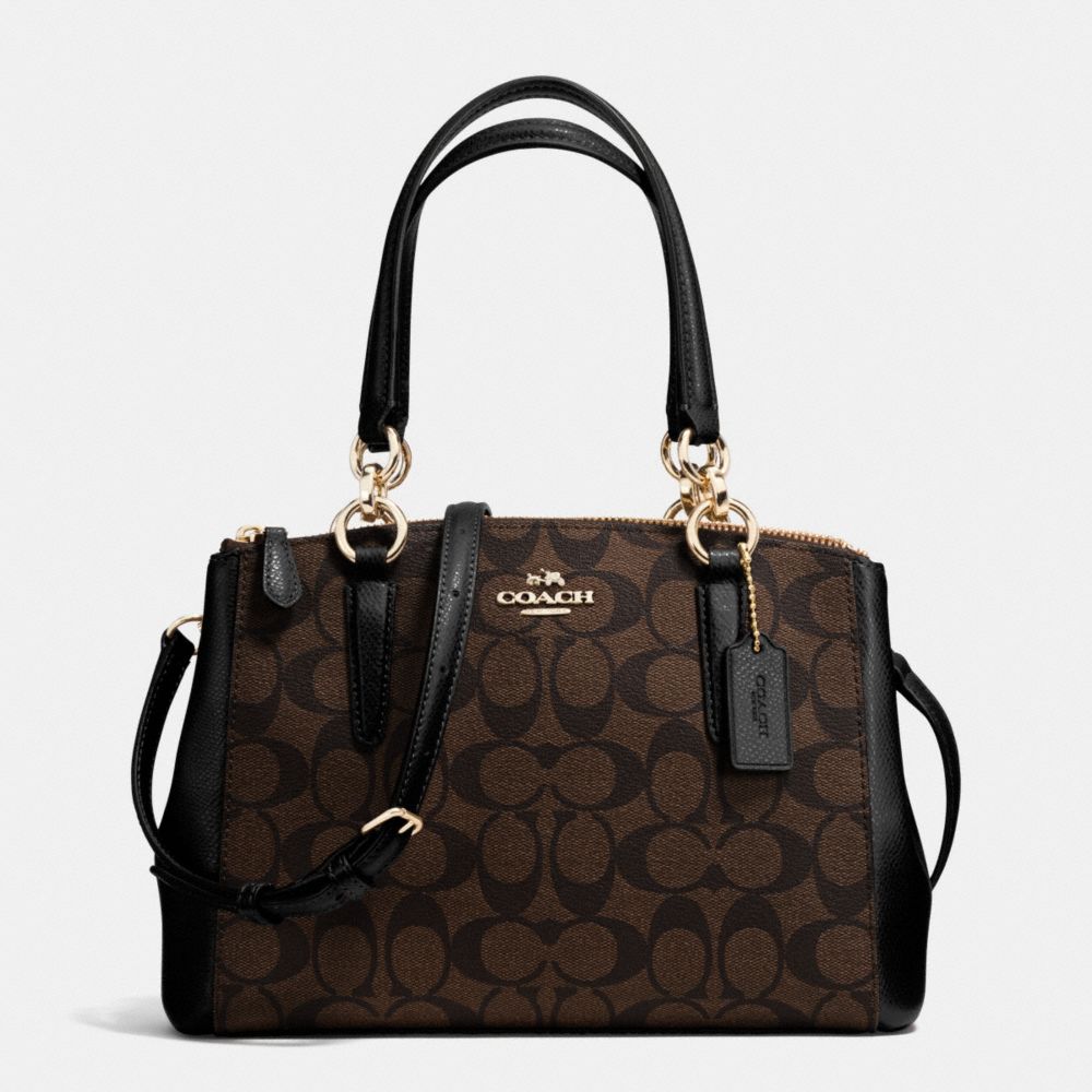 COACH F36718 Mini Christie Carryall In Signature IMITATION GOLD/BROWN/BLACK