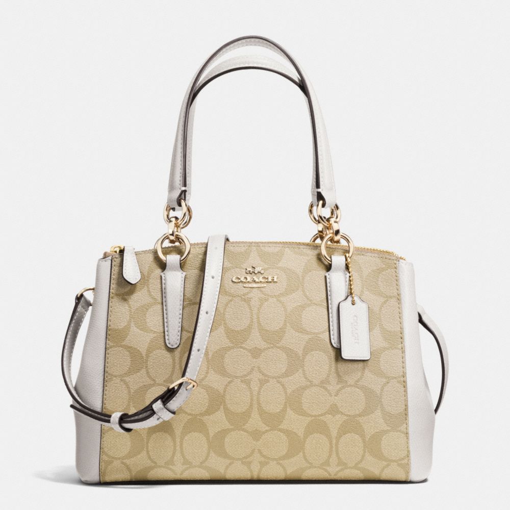 COACH F36718 MINI CHRISTIE CARRYALL IN SIGNATURE IMITATION-GOLD/LIGHT-KHAKI/CHALK