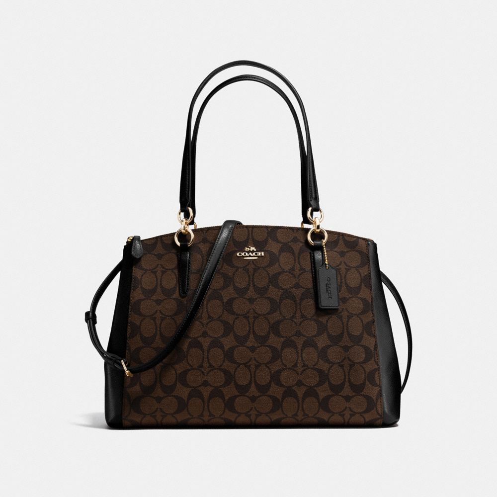COACH F36721 Christie Carryall In Signature IMITATION GOLD/BROWN/BLACK