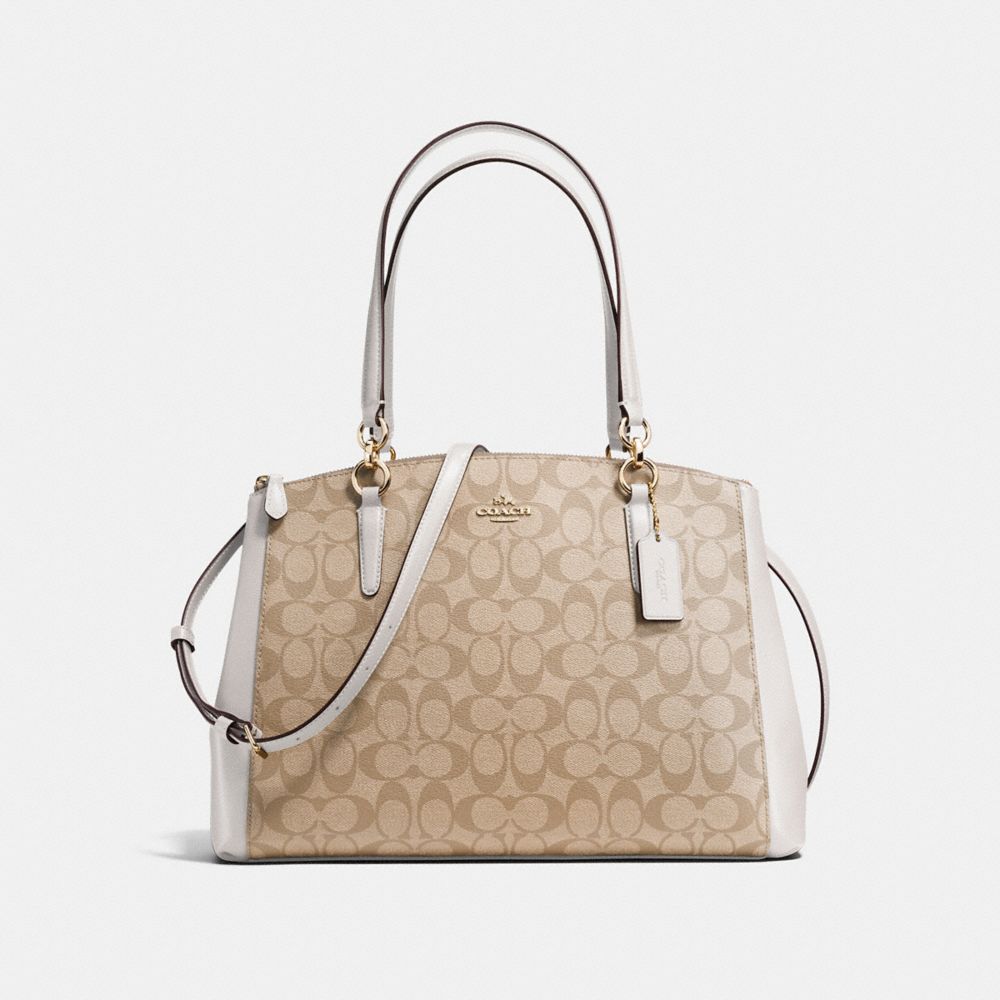 CHRISTIE CARRYALL IN SIGNATURE - IMITATION GOLD/LIGHT KHAKI/CHALK - COACH F36721