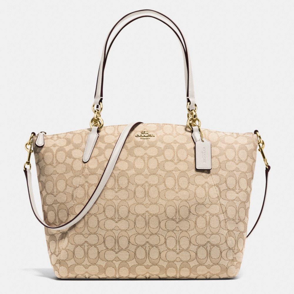 KELSEY SATCHEL IN SIGNATURE - IMITATION GOLD/LIGHT KHAKI/CHALK - COACH F36722