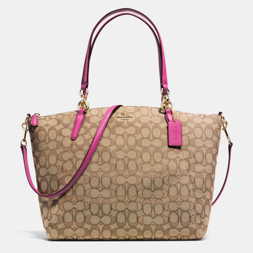 KELSEY SATCHEL IN SIGNATURE - IMITATION GOLD/KHAKI/DAHLIA - COACH F36722