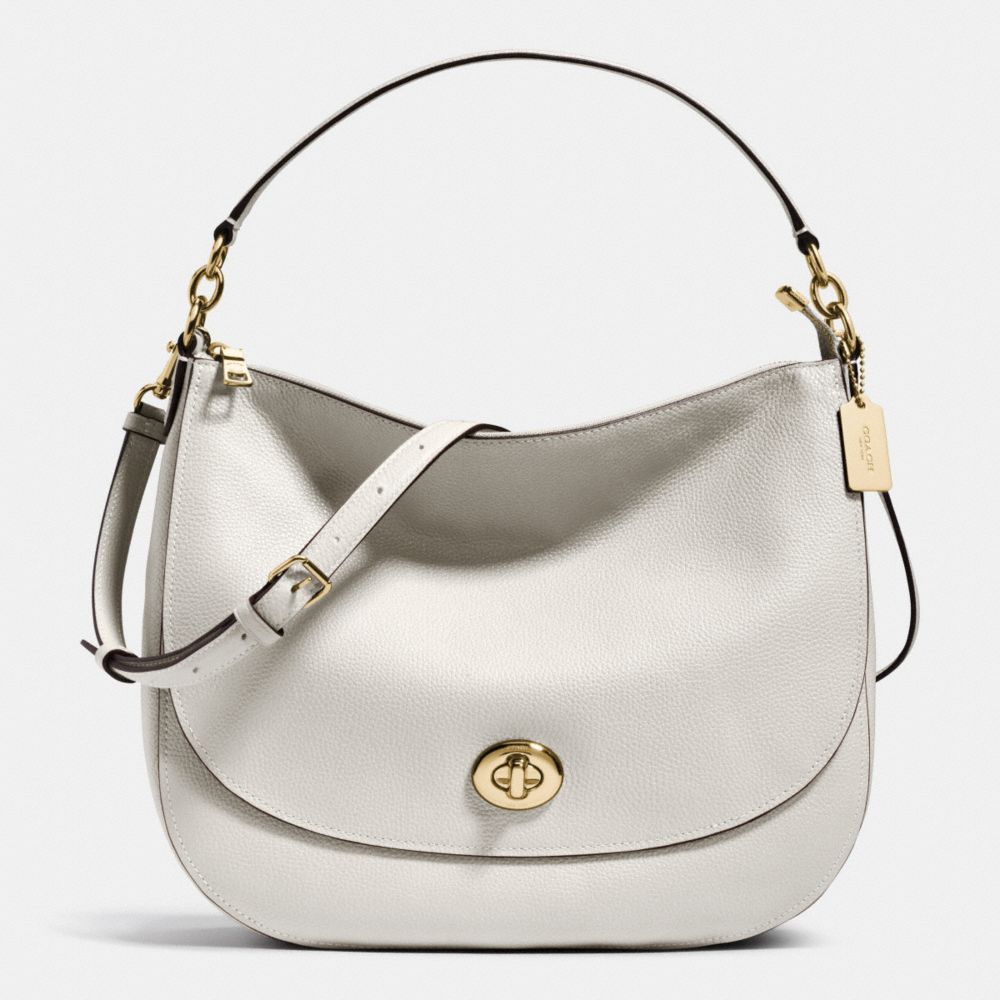 COACH F36762 Turnlock Hobo In Pebble Leather LIGHT GOLD/CHALK