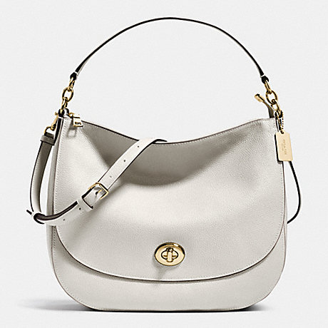 COACH F36762 TURNLOCK HOBO IN PEBBLE LEATHER LIGHT-GOLD/CHALK