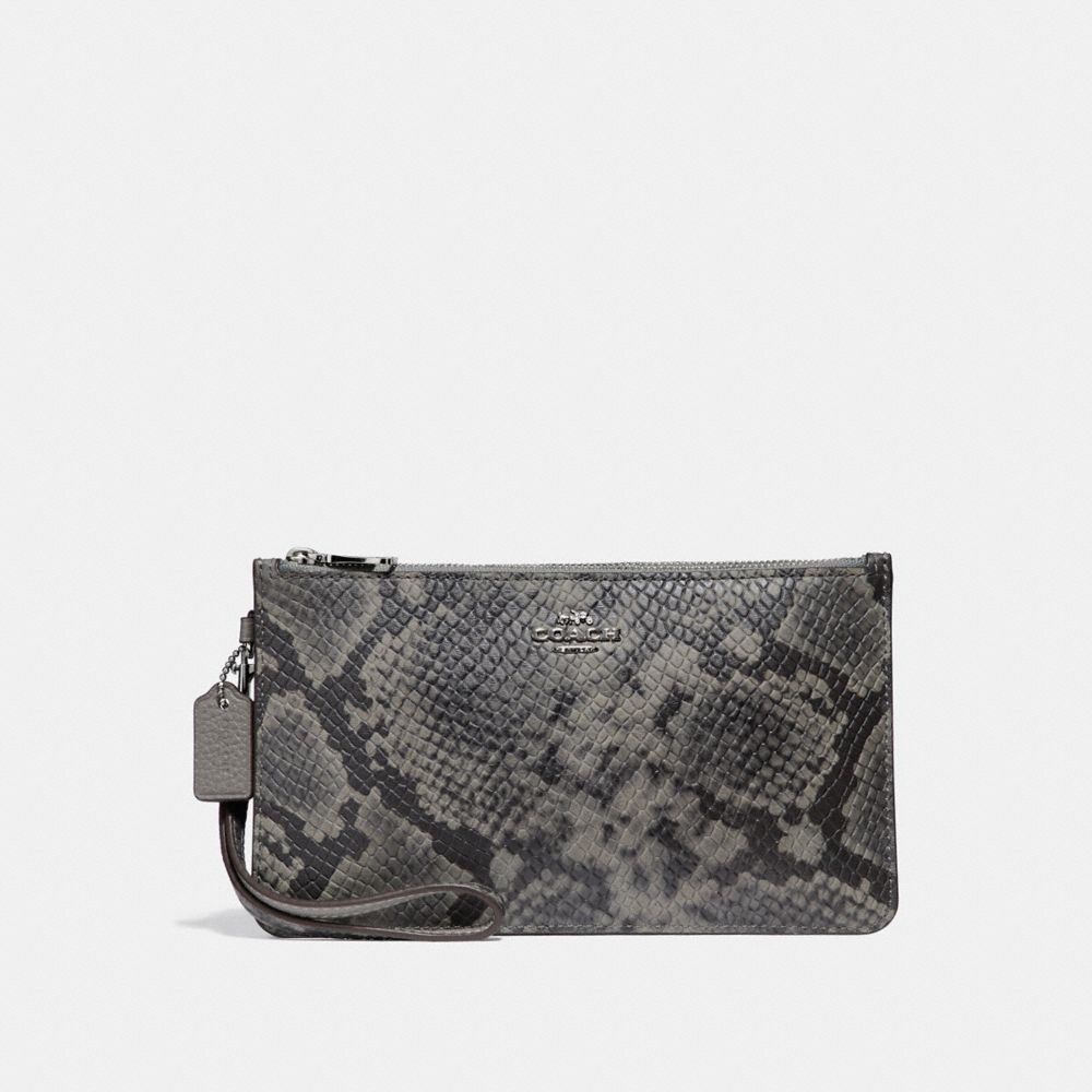 COACH f36833 CROSBY CLUTCH heather grey/silver