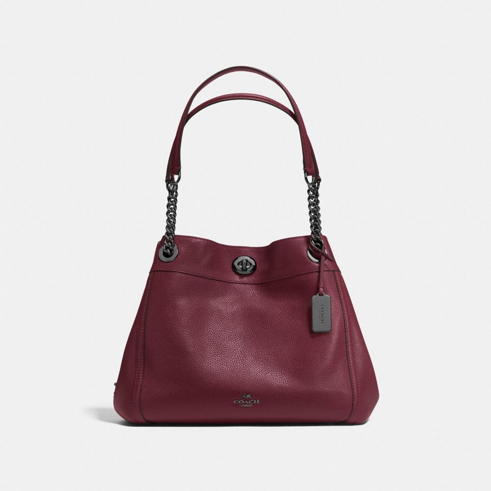 TURNLOCK EDIE SHOULDER BAG - F36855 - DK/BURGUNDY