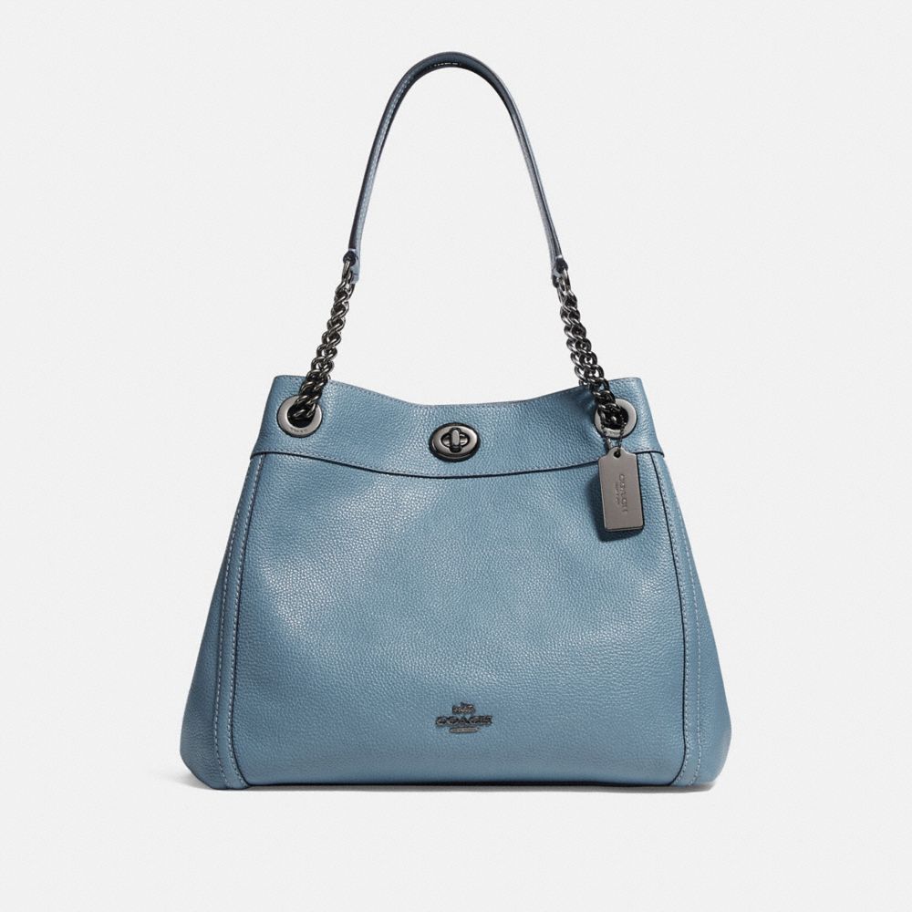 COACH TURNLOCK EDIE SHOULDER BAG - CHAMBRAY/DARK GUNMETAL - F36855