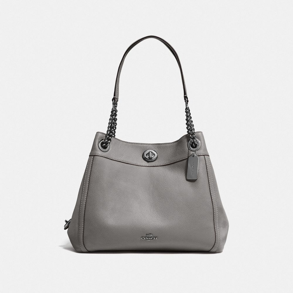 COACH F36855 TURNLOCK EDIE SHOULDER BAG DK/HEATHER-GREY