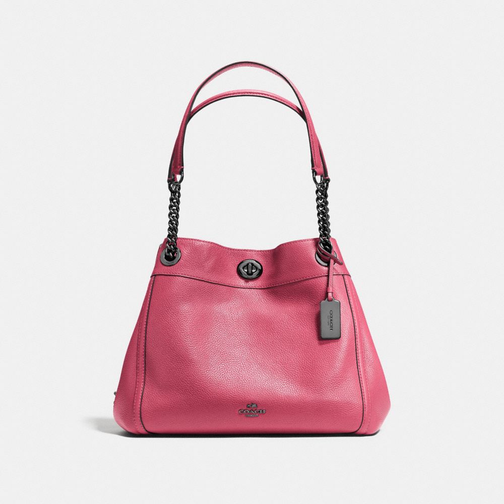 COACH f36855 TURNLOCK EDIE SHOULDER BAG Rouge/Dark Gunmetal