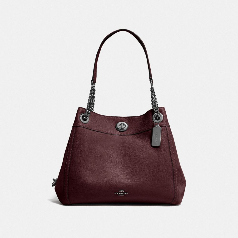 TURNLOCK EDIE SHOULDER BAG - DK/OXBLOOD - COACH F36855