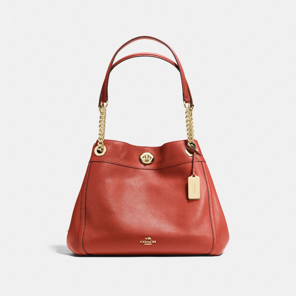 TURNLOCK EDIE SHOULDER BAG - f36855 - TERRACOTTA/LIGHT GOLD