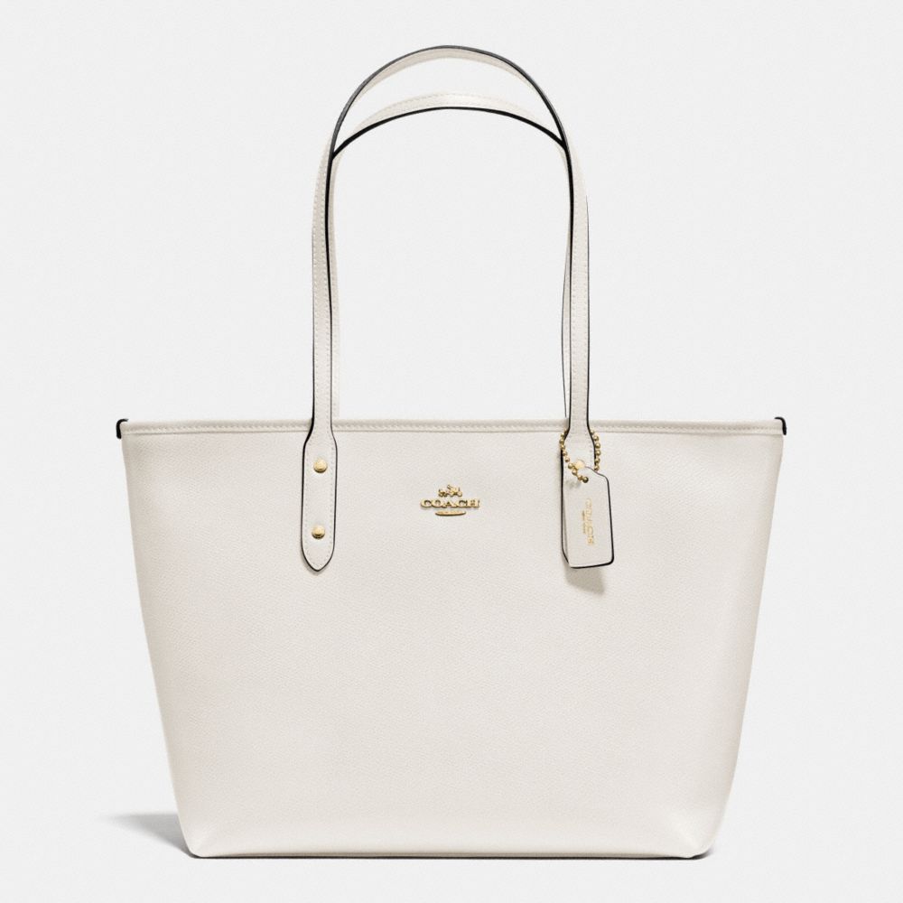 COACH F36875 CITY ZIP TOTE IN CROSSGRAIN LEATHER IMITATION-GOLD/CHALK