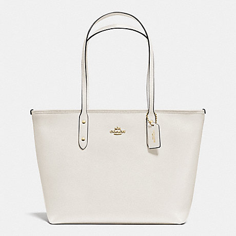 COACH F36875 CITY ZIP TOTE IN CROSSGRAIN LEATHER IMITATION-GOLD/CHALK