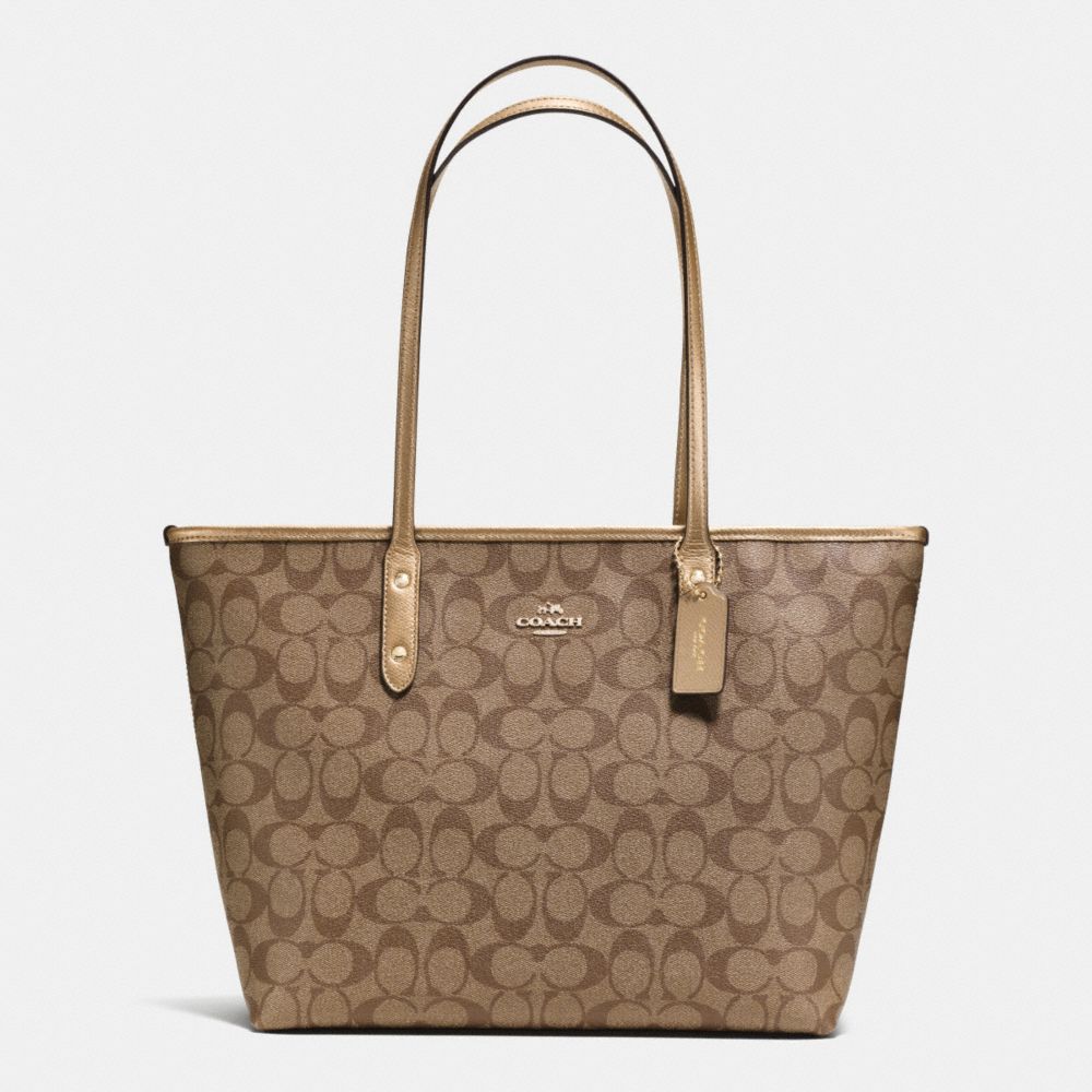 CITY ZIP TOTE IN SIGNATURE - IMITATION GOLD/KHAKI/GOLD - COACH F36876