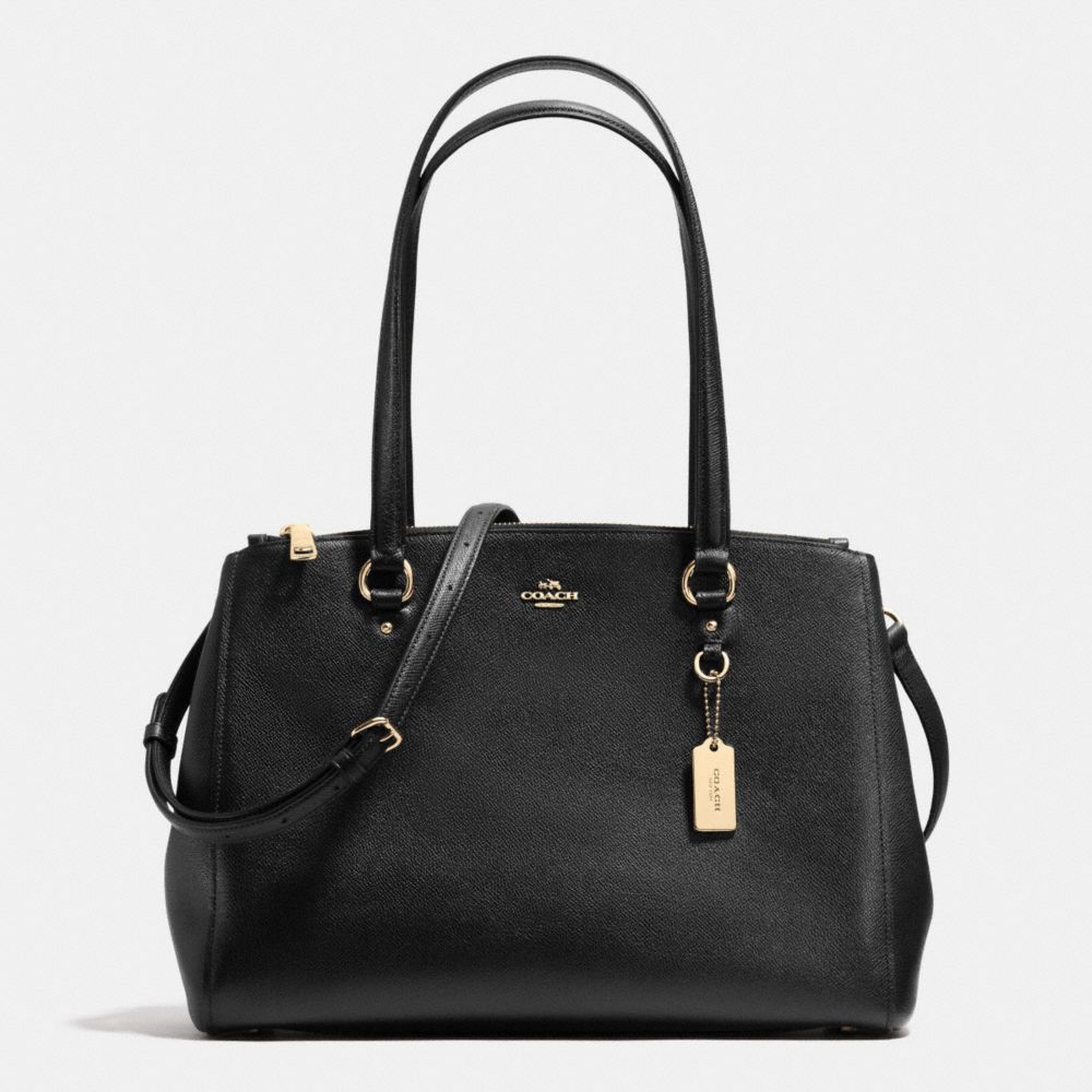 COACH F36878 STANTON CARRYALL IN CROSSGRAIN LEATHER LIGHT-GOLD/BLACK