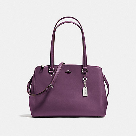 COACH F36878 STANTON CARRYALL IN CROSSGRAIN LEATHER SILVER/EGGPLANT