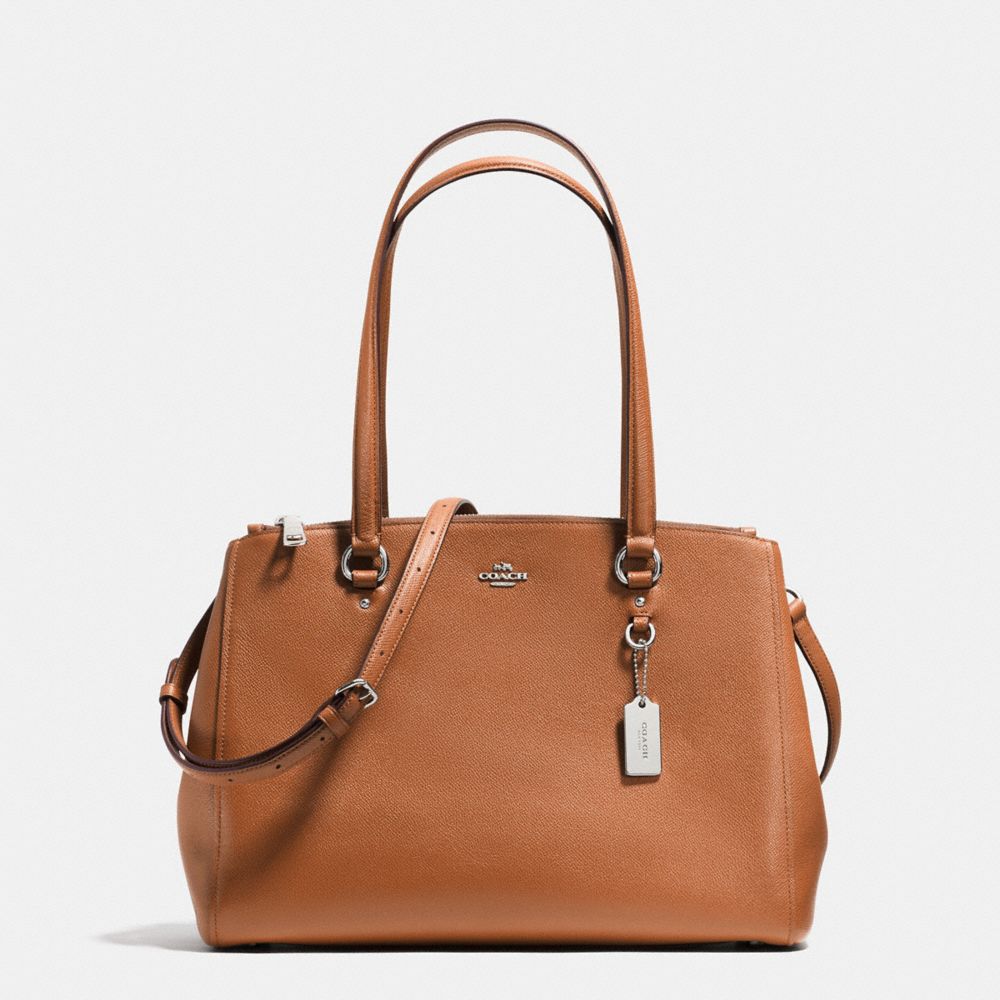 STANTON CARRYALL IN CROSSGRAIN LEATHER - SILVER/SADDLE - COACH F36878