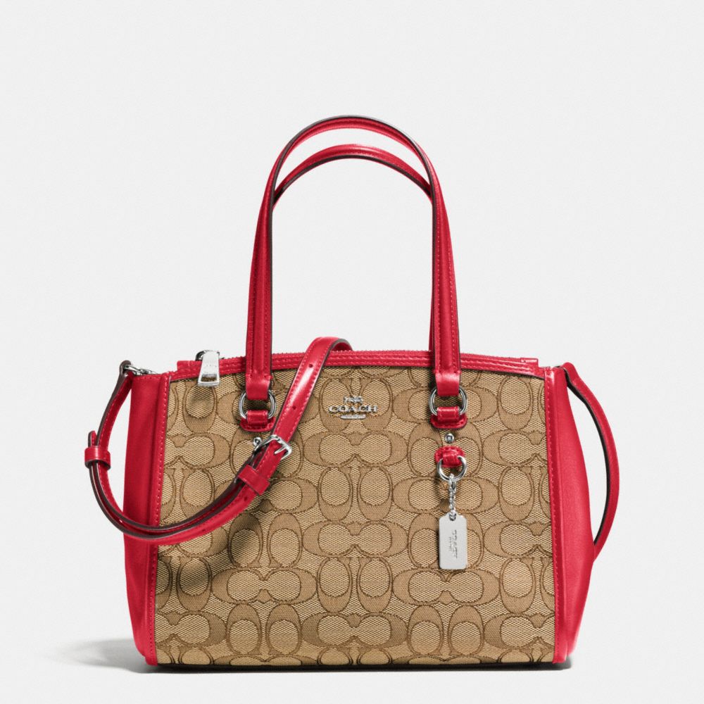 COACH f36905 STANTON CARRYALL 26 IN SIGNATURE SILVER/KHAKI/TRUE RED