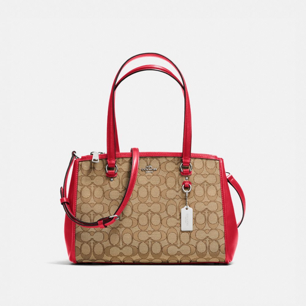 COACH F36906 Stanton Carryall 29 In Signature Jacquard KHAKI/TRUE RED/SILVER