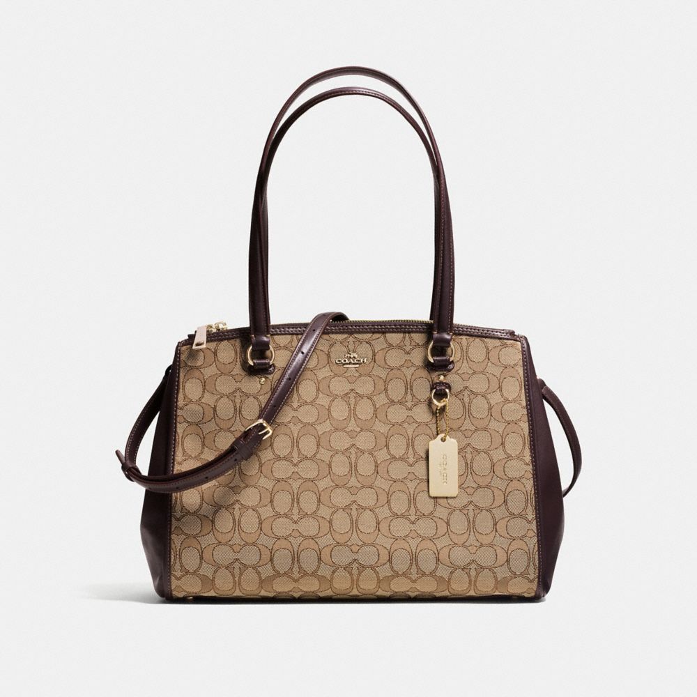 COACH F36912 STANTON CARRYALL IN SIGNATURE JACQUARD KHAKI/BROWN/LIGHT GOLD