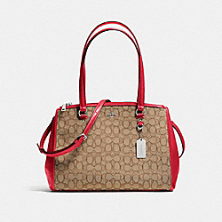 STANTON CARRYALL IN SIGNATURE JACQUARD - KHAKI/TRUE RED/SILVER - COACH F36912