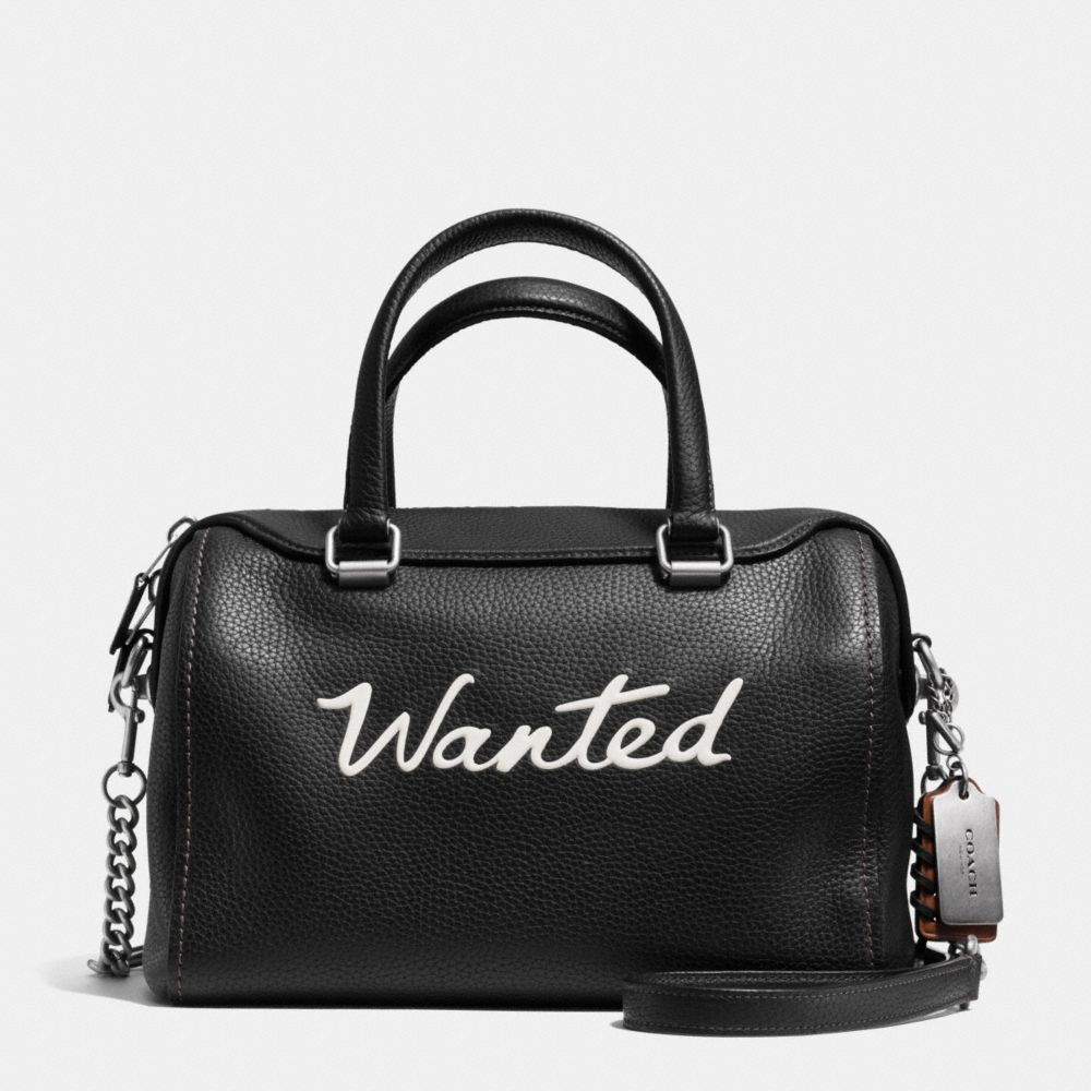 WANTED SURREY SATCHEL IN LEATHER - f37010 - LIGHT ANTIQUE NICKEL/BLACK