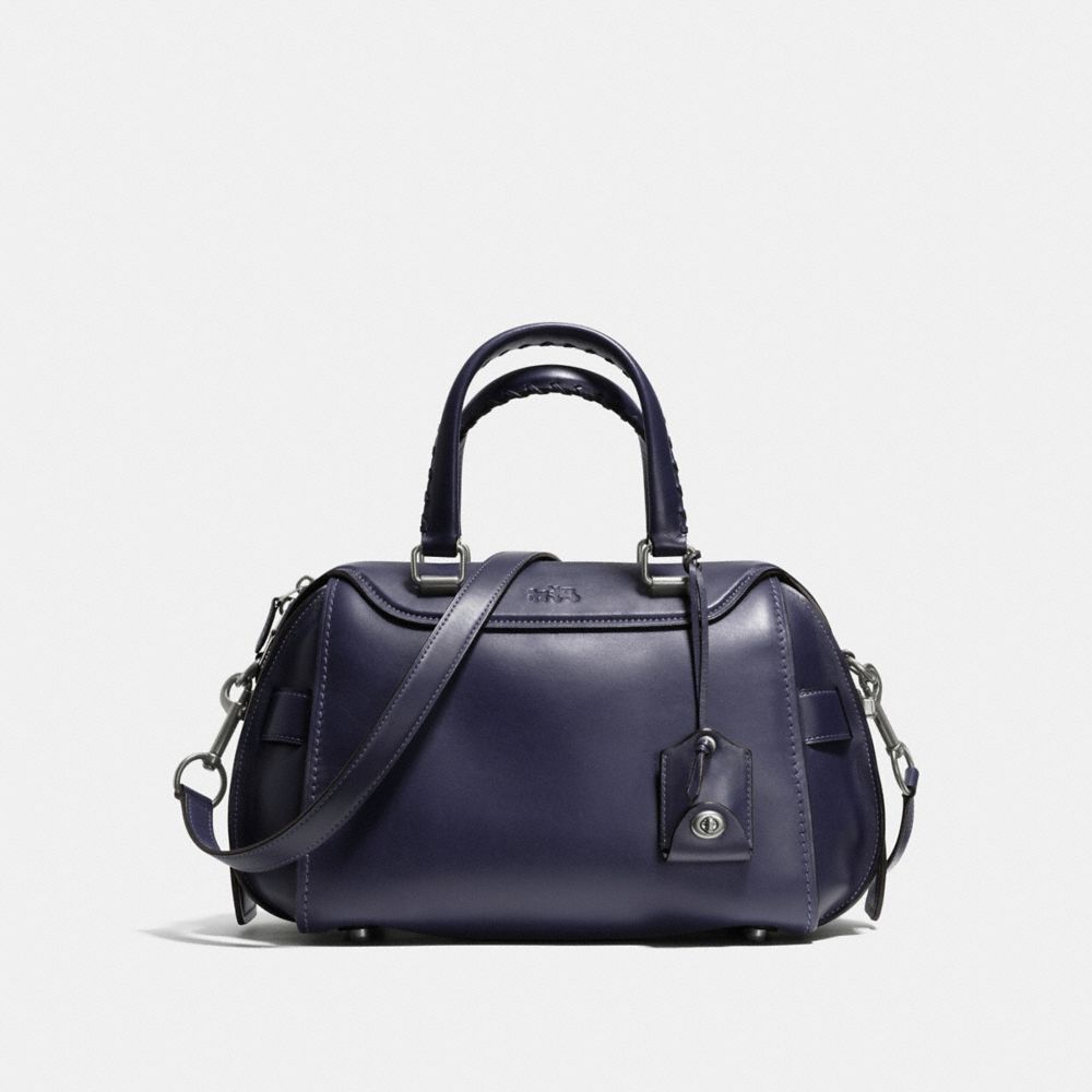 ACE SATCHEL IN GLOVETANNED LEATHER - f37017 - LIGHT ANTIQUE NICKEL/DK INDIGO