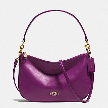 COACH F37018 CHELSEA CROSSBODY IN SMOOTH CALF LEATHER LIGHT-GOLD/PLUM