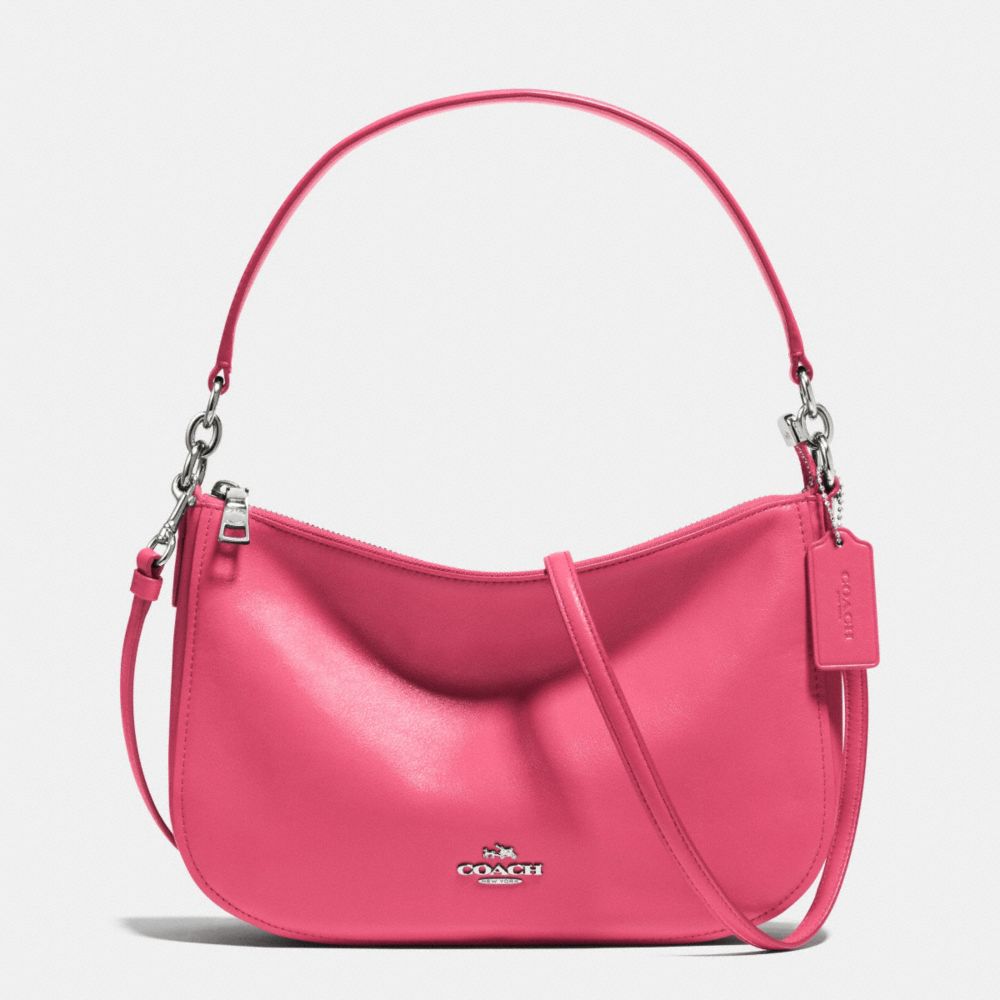 COACH F37018 Chelsea Crossbody In Smooth Calf Leather SILVER/DAHLIA