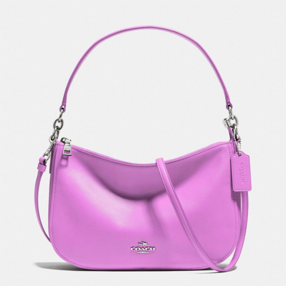 CHELSEA CROSSBODY IN SMOOTH CALF LEATHER - f37018 - SILVER/WILDFLOWER