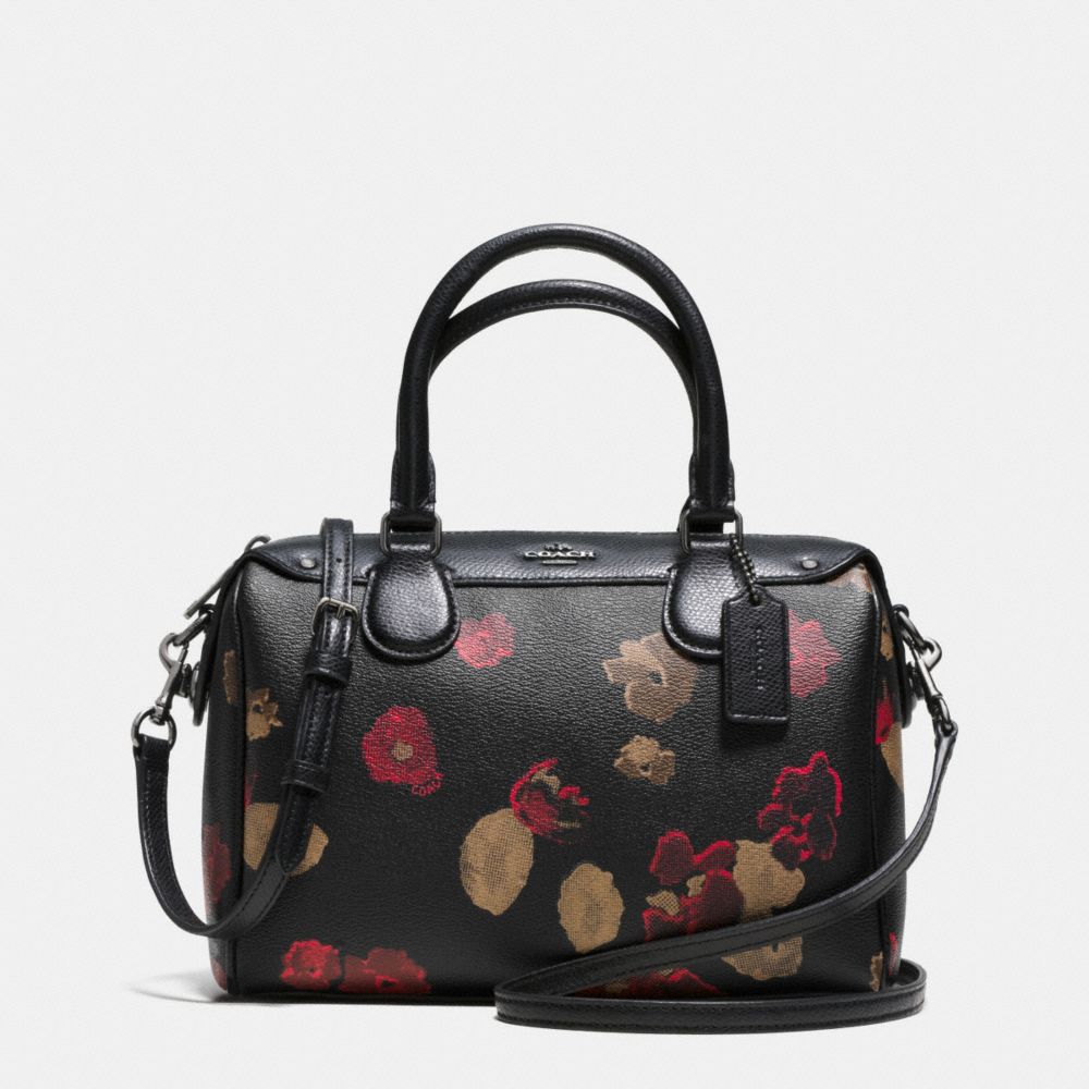 COACH F37060 - MINI BENNETT SATCHEL IN BLACK FLORAL COATED CANVAS ANTIQUE NICKEL/BLACK