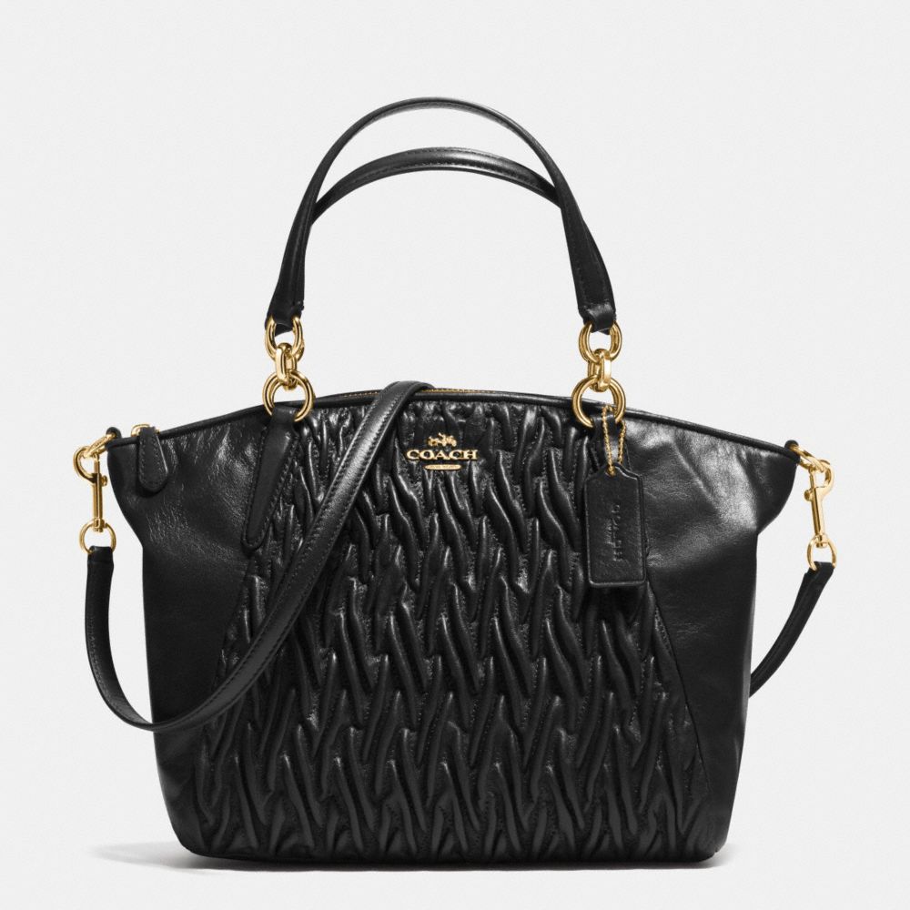 SMALL KELSEY SATCHEL IN GATHERED TWIST LEATHER - IMITATION GOLD/BLACK - COACH F37081