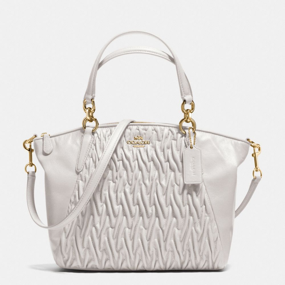 SMALL KELSEY SATCHEL IN GATHERED TWIST LEATHER - f37081 - IMITATION GOLD/CHALK