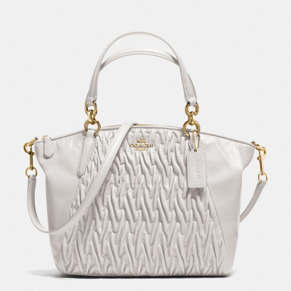 COACH f37081 SMALL KELSEY SATCHEL IN GATHERED TWIST LEATHER IMITATION GOLD/CHALK