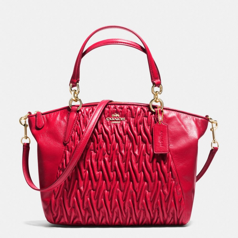 SMALL KELSEY SATCHEL IN GATHERED TWIST LEATHER - IMITATION GOLD/CLASSIC RED - COACH F37081