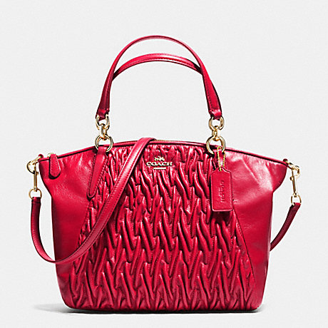 COACH f37081 SMALL KELSEY SATCHEL IN GATHERED TWIST LEATHER IMITATION GOLD/CLASSIC RED