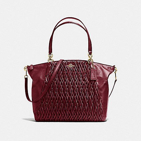 COACH F37082 KELSEY SATCHEL IN TWISTED GATHERED LEATHER SILVER/BURGUNDY