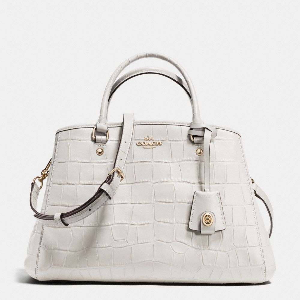 COACH F37097 Small Margot Carryall In Croc Embossed Leather IMITATION GOLD/CHALK