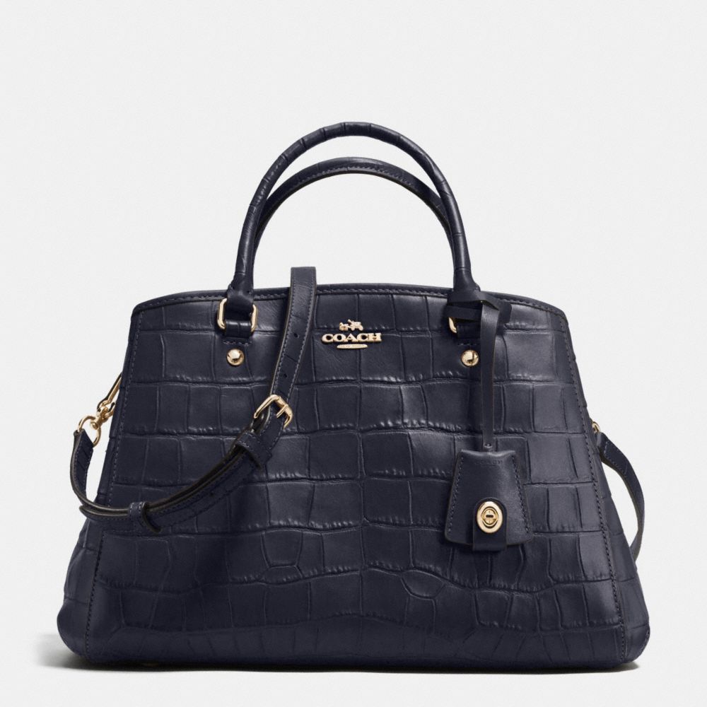 SMALL MARGOT CARRYALL IN CROC EMBOSSED LEATHER - f37097 - IMITATION GOLD/MIDNIGHT