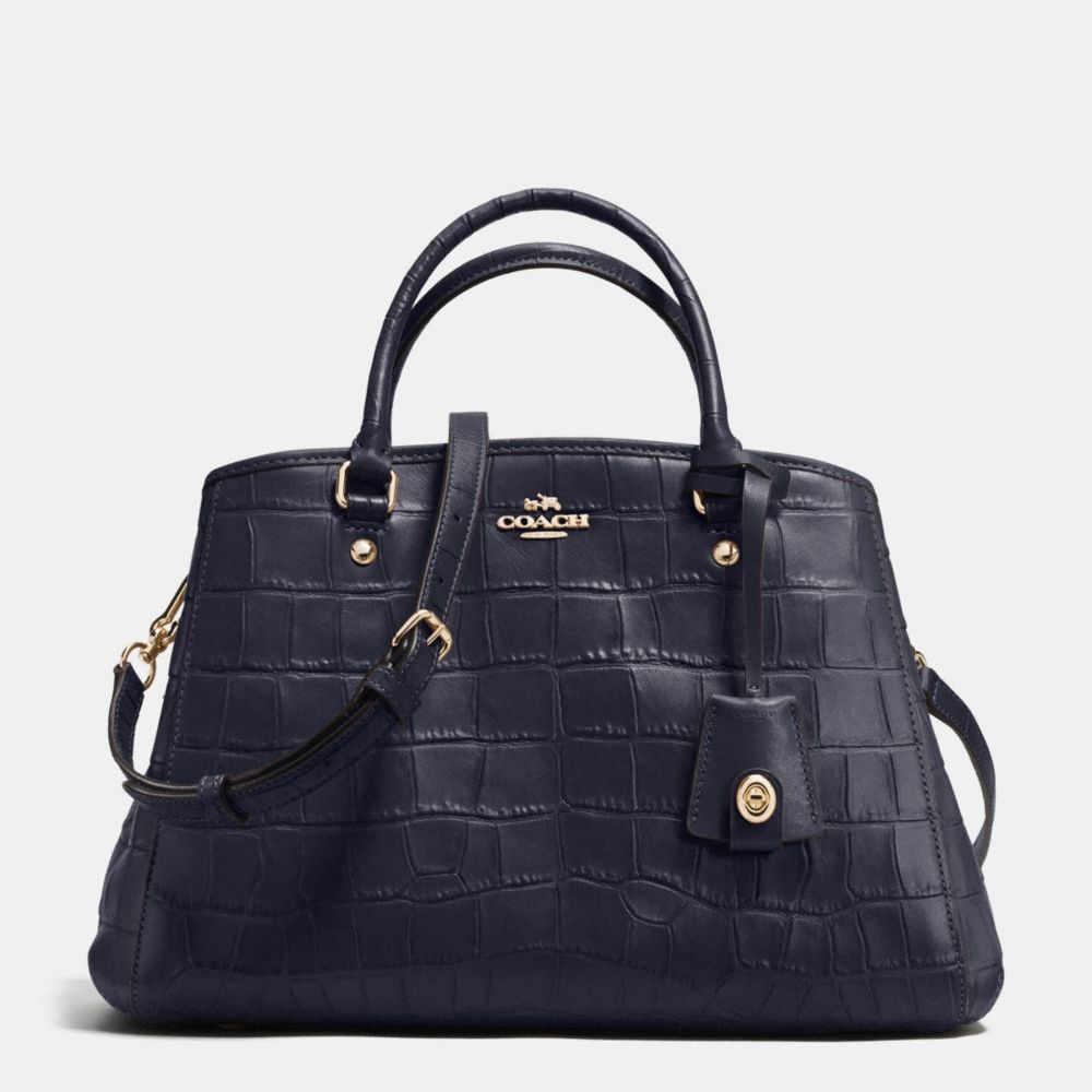 COACH f37097 SMALL MARGOT CARRYALL IN CROC EMBOSSED LEATHER IMITATION GOLD/MIDNIGHT