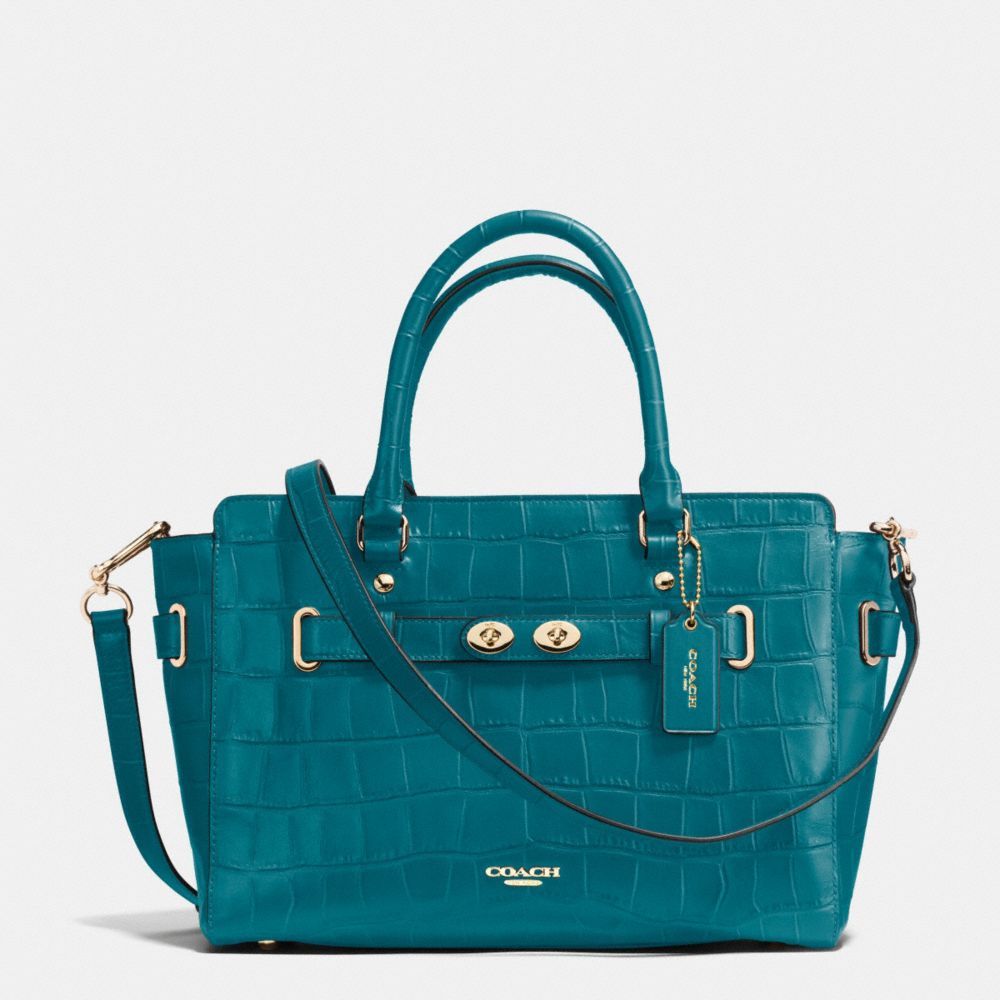 BLAKE CARRYALL IN CROC EMBOSSED LEATHER - f37099 - IMITATION GOLD/ATLANTIC