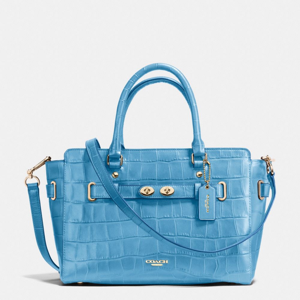 BLAKE CARRYALL IN CROC EMBOSSED LEATHER - f37099 - IMITATION GOLD/BLUEJAY