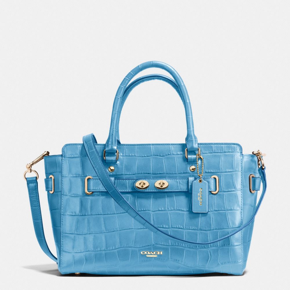 COACH BLAKE CARRYALL IN CROC EMBOSSED LEATHER - IMITATION GOLD/BLUEJAY - f37099