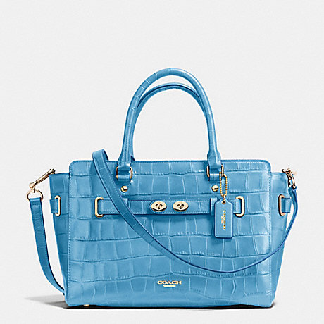 COACH f37099 BLAKE CARRYALL IN CROC EMBOSSED LEATHER IMITATION GOLD/BLUEJAY