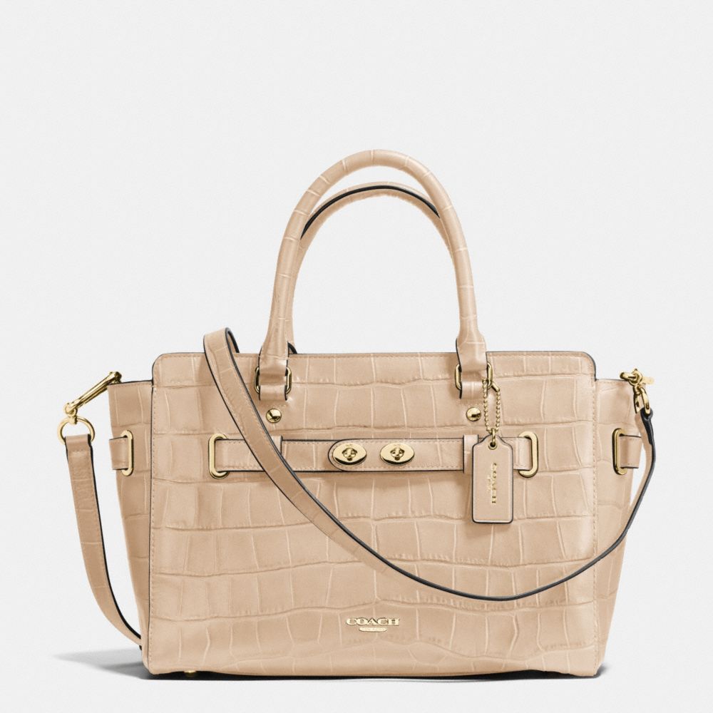 BLAKE CARRYALL IN CROC EMBOSSED LEATHER - f37099 - IMITATION GOLD/BEECHWOOD