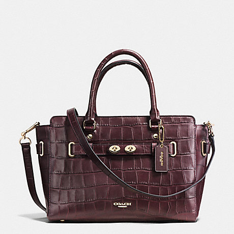 COACH f37099 BLAKE CARRYALL IN CROC EMBOSSED LEATHER IMITATION GOLD/OXBLOOD