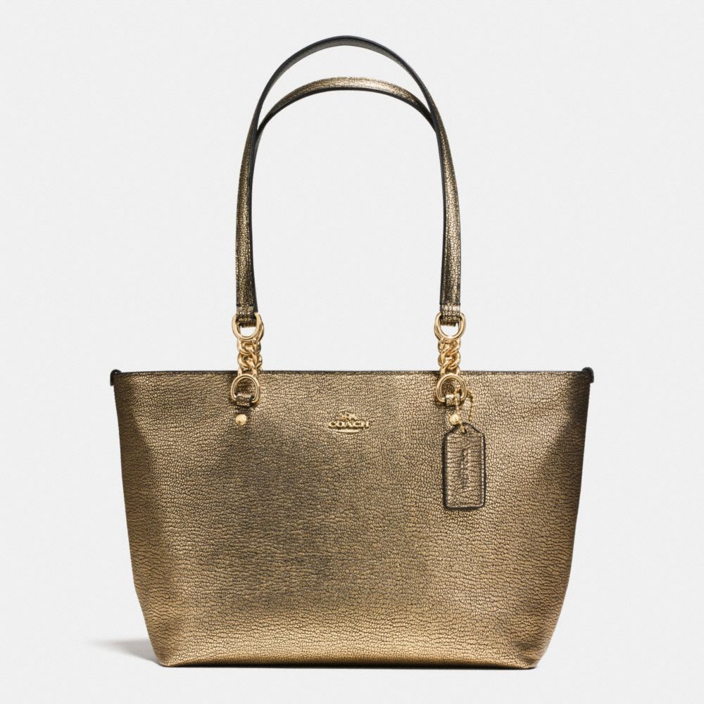 SOPHIA SMALL TOTE IN METALLIC PEBBLE LEATHER - f37117 - LIGHT GOLD/GOLD