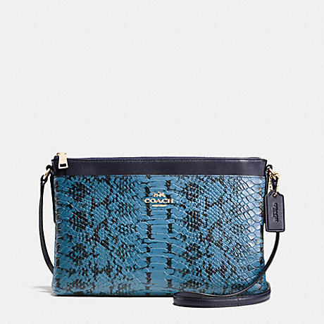 COACH F37119 JOURNAL CROSSBODY IN COLORBLOCK EXOTIC EMBOSSED LEATHER LIGHT-GOLD/NAVY