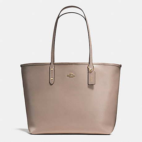 COACH CITY TOTE IN CROSSGRAIN LEATHER WITH COATED CANVAS BOTTOM - LIGHT GOLD/STONE - f37151