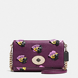 COACH F37163 - CROSSTOWN CROSSBODY IN FLORAL APPLIQUE LEATHER LIGHT GOLD/PLUM/FIELD FLORA